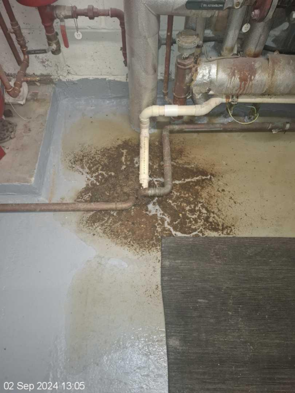 Sewage overflow caused by a blocked Stackpipe