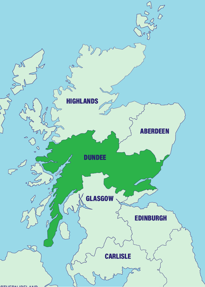 A map of the Metro Rod (Dundee) service area