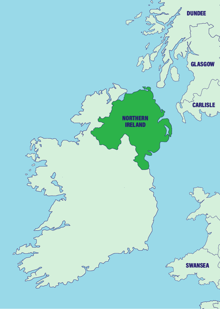 A map of Metro Rod (Northern Ireland)'s service area