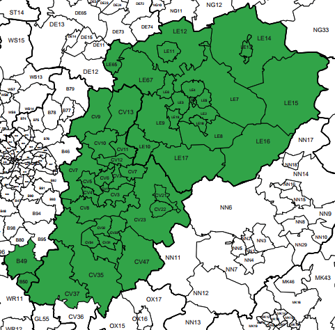 Coventry & Leicester Map